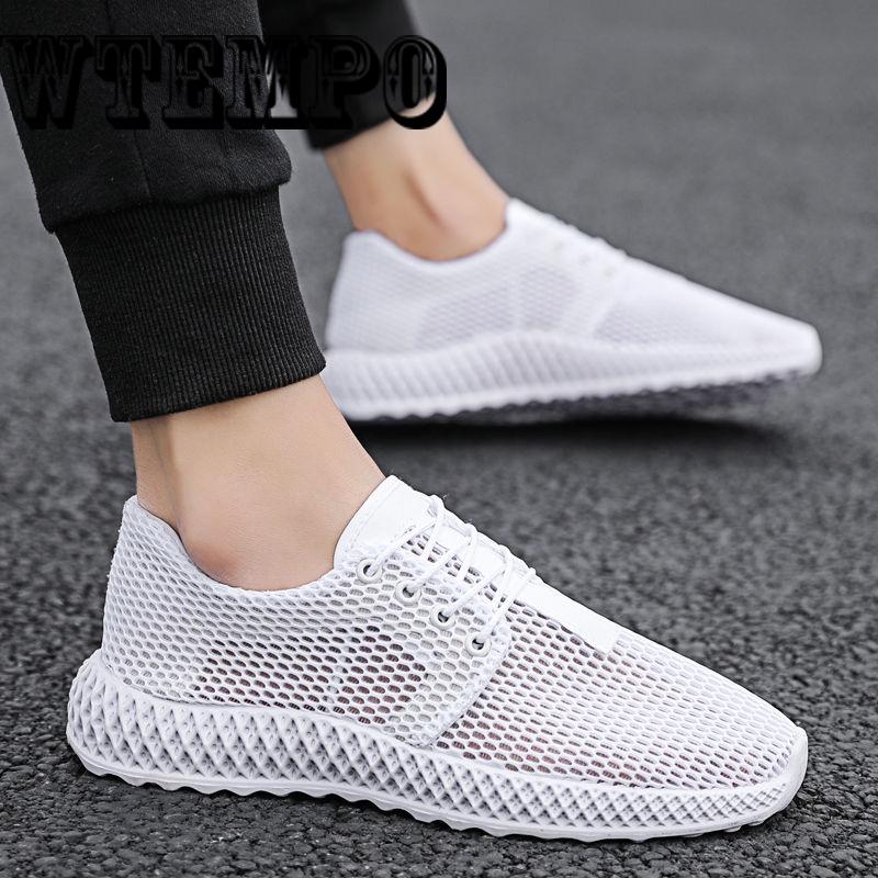 Men Shoes Fashion Comfortable Lace up Sneakers Mesh Flats Summer Sneakers Breathable Casual Shoes