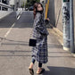 Autumn and Winter Woolen Coat Retro Plaid Mid-length Woolen Coat Thickened Plus Cotton Over-the-knee Plus Size Woolen Coat