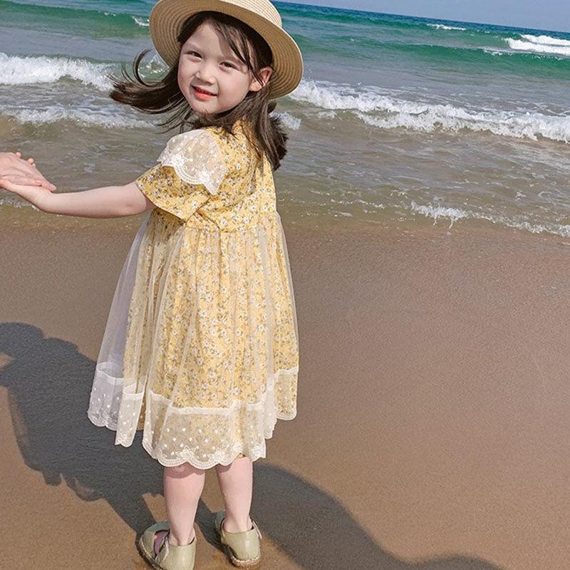 Summer Girls Tutu Dress Baby Dress Kids Dress Children Vestidos Toddler Dress See Through Mesh Patch 2 To 7 Yrs