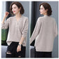 Spring and Autumn V-neck Loose Top Solid Color Plus Size Sweater Simple Casual Women Bottoming Shirt