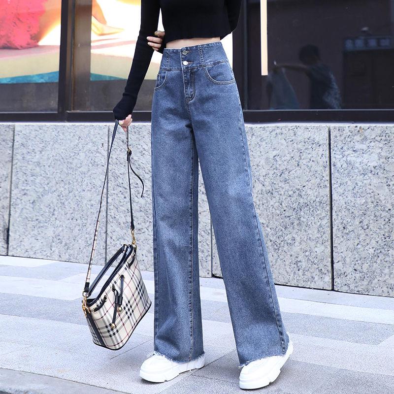 Flare Jeans Pants Women Casual Vintage High Waist Stretch Pocket Fashion Plus Size Wide Leg Jeans