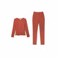 Spring and Autumn Dress Suit Women's Slim Slim Skinny Pants Temperament Two-piece Solid Color Round Neck Top + Suit Pants
