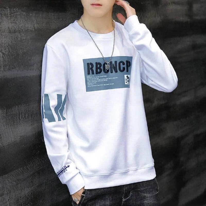 Spring and Autumn Sweater Men's Student Ins Long-sleeved T-shirt Men's Loose Trend All-match Men's Top