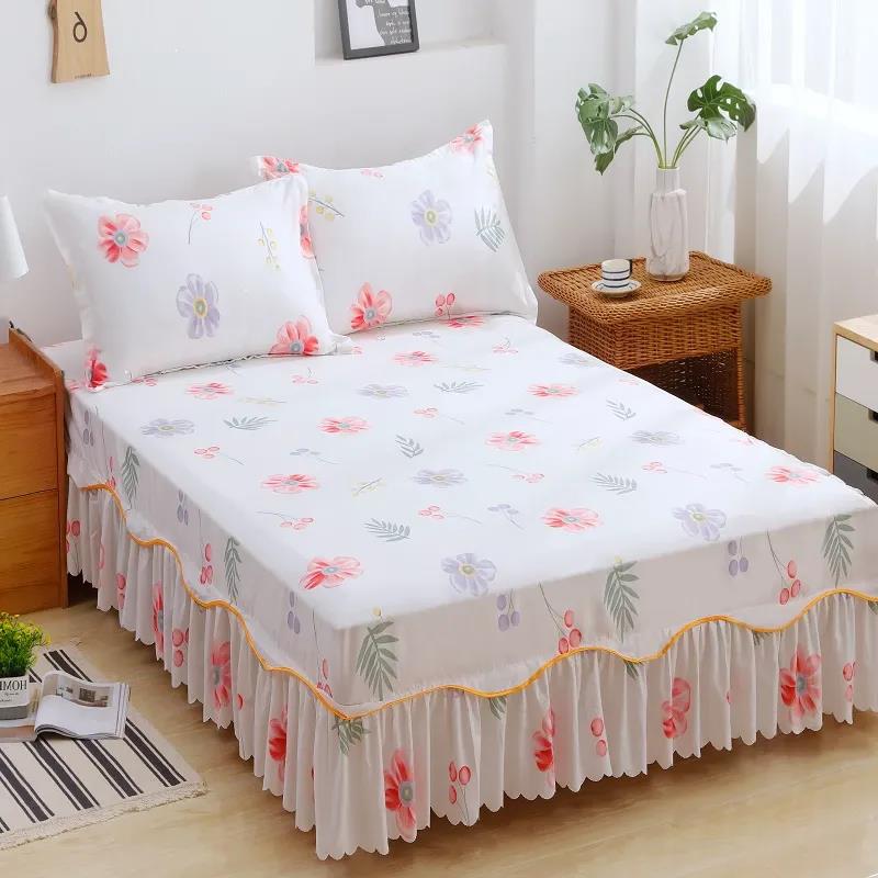 Korean Fashion Printed Bed Cover Double Bed Mattress Dust Cover Simmons Protective Cover