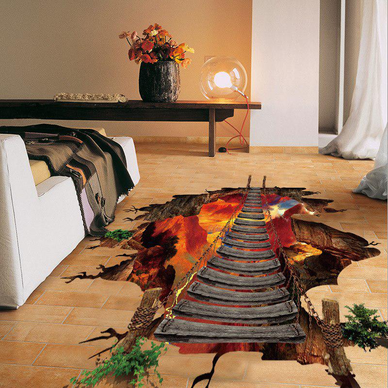 [Wall stickers] 3D broke Fire Mountain Cable Bridge Wall Stickers Home Decor Living Room Bedroom Flo
