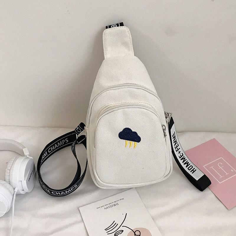 Embroidery Weather Home Supplies Crossbody Cute Chest Bag for Gift Unisex Canvas Sling Bag Outdoor Travel Men Women Shoulder Bag
