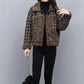 Lamb Wool Stitching Short Coat 2021 Autumn and Winter Plaid Wool Short Coat Cotton-padded Jacket Women
