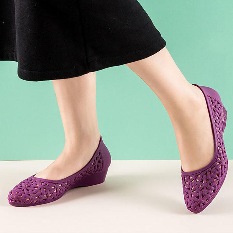 Sandals Female Summer Wear Student Trend Roman Fashion Hole Single Shoes Wedge Harajuku Style