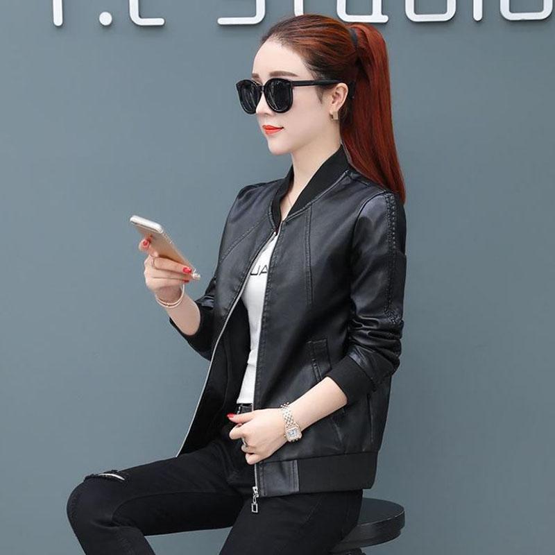 Autumn and Winter Leather Jacket Women PU Leather Short Jacket Large Size Women's Slim Casual Jacket