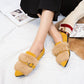 Autumn and Winter Plush Single Shoes Autumn Pointed Toe Plush Shoes Women's Winter Flat Shoes Peas Shoes Pedal Moccasins