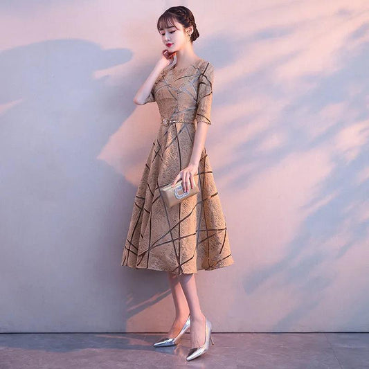 Evening Dress Female Temperament Birthday Mini Dress Mid-length Banquet Noble Toast Dress Host Dress