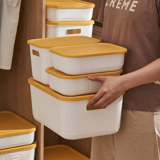 Desktop Storage Box Multi-functional Debris Storage Box Plastic with Cover Clothing Storage Basket Strapping Basket Underwear Finishing Box