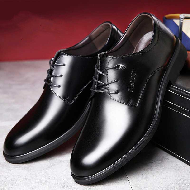 Men's Business Casual Leather Shoes Non-slip British Men's Shoes Breathable Work Men's Work Shoes