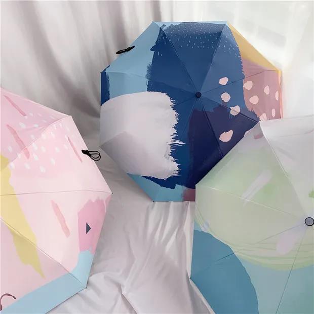 Abstract Graffiti Sunshade Umbrella Ultra-light Small 50% Automatic Creative Folding Sun Cute Umbrella