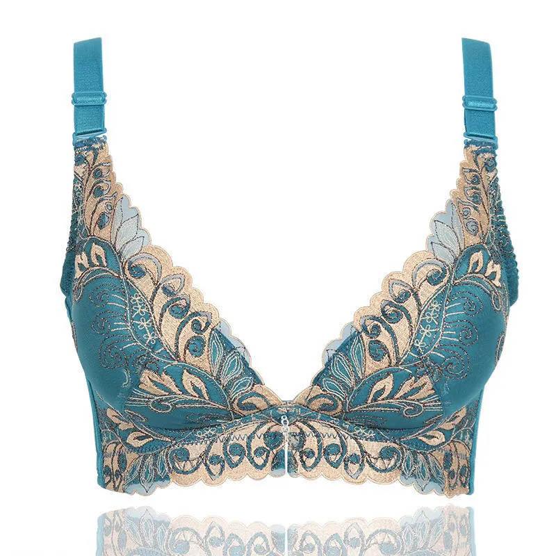 No Steel Ring Breathable Bra Gather Up Support Adjustable Receiving Side Breast Sexy Lace Embroidered Bra