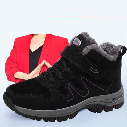 Walking Shoes Winter Cotton Shoes Plus Velvet Warm Leather Surface Waterproof and Ski-proof High-top Snow Boots Female