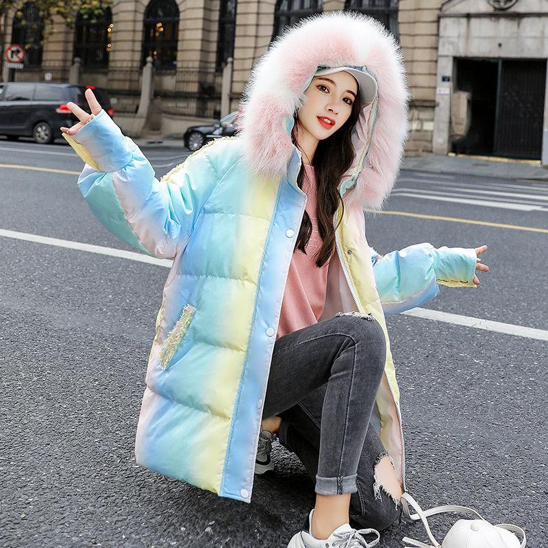 Down Padded Jacket Women's Mid-length Winter Fashion Trend Loose Warmth Thick Padded Jacket