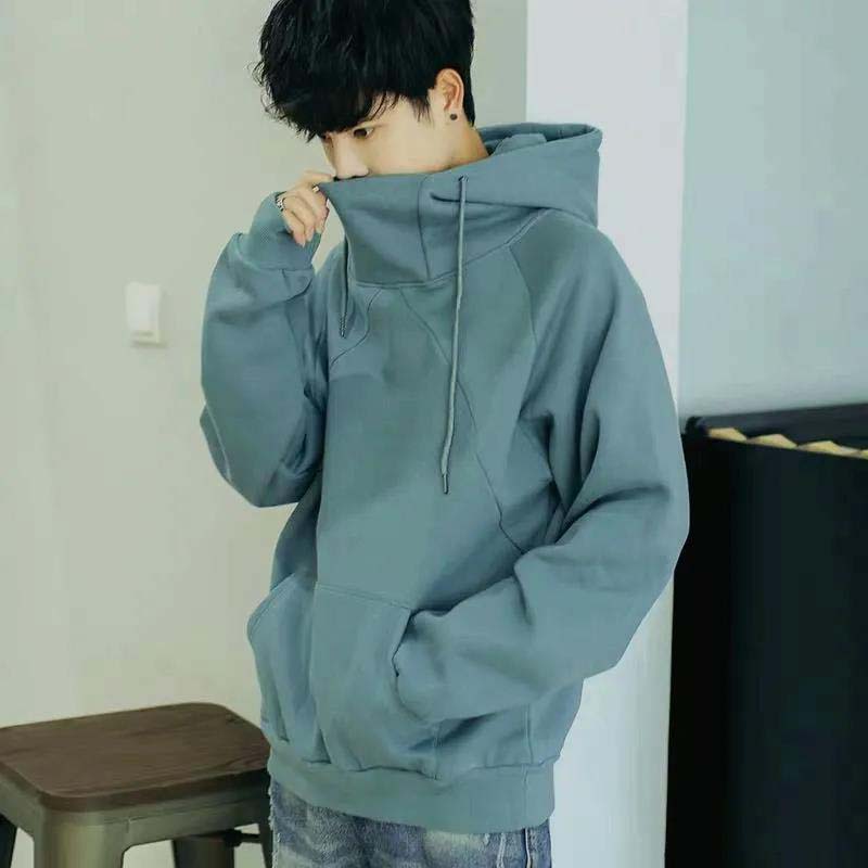 Hood Sweater Men's Winter Plus Velvet Thick Young Men's Loose High Collar Hoodie