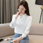 Embroidery Flowers Women Shirts Tops Long Sleeve Casual Chiffon Blouse Stand Collar Plus Size Shirt