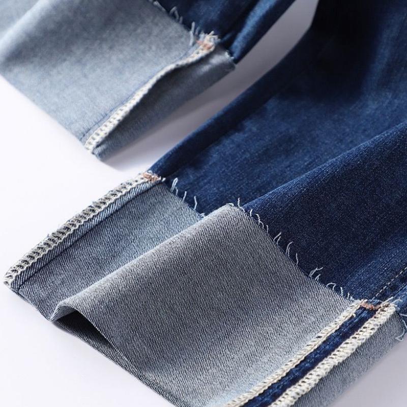 High-waisted Straight-leg Jeans Women's 2022 Spring and Autumn New Loose, Thin, Drapey Nine-point Curling Wide-leg Pants