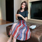M-XXXL 2 Pieces Ladies Suit Skirt Spring and Summer Short Sleeve  Mid-length Casual Vacation Office Home