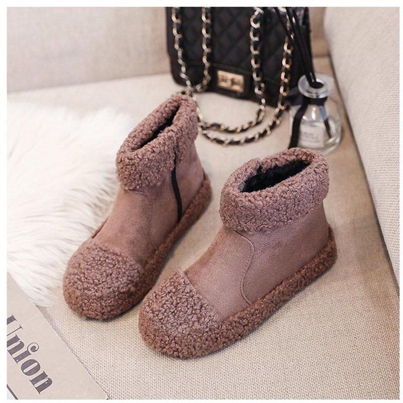 Snow Boots Women Sheep Cake Wool Shoes Women's Warm and Velvet Cotton Shoes Winter Flat Platform Short Boots