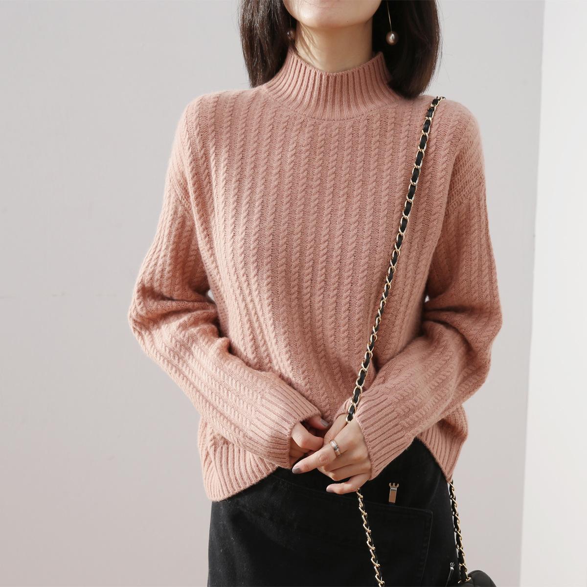 Winter Women Sweaters Pullovers Long Sleeve Turtleneck Knitting Sweater Loose Pullover Ladies Fall Sweater Solid Oversize Jumpers Thick Warm Tops