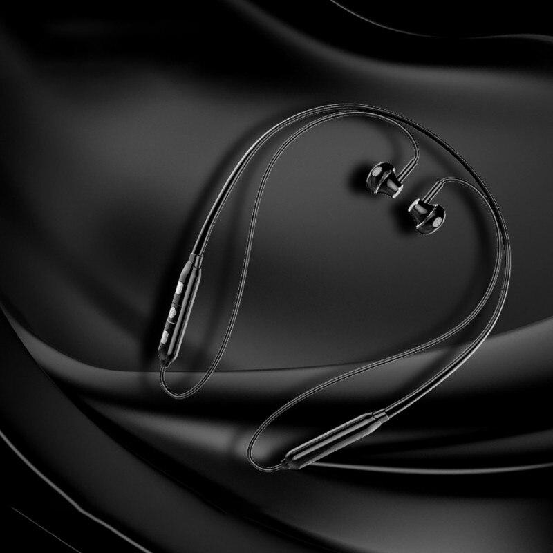 Sports Bluetooth 5.0 Headset Metal Magnetic Wireless Double Bass In-ear Lug Silicone