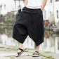 Summer Men's Loose Linen Pants Cropped Wide Leg Pants Shorts