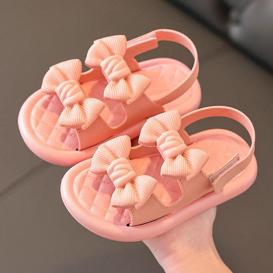 Summer Girls' Solid Color Sandals Non-slip Soft Bottom Middle and Small Children's Student Princess Shoes Open Toe Baby Beach Sandals