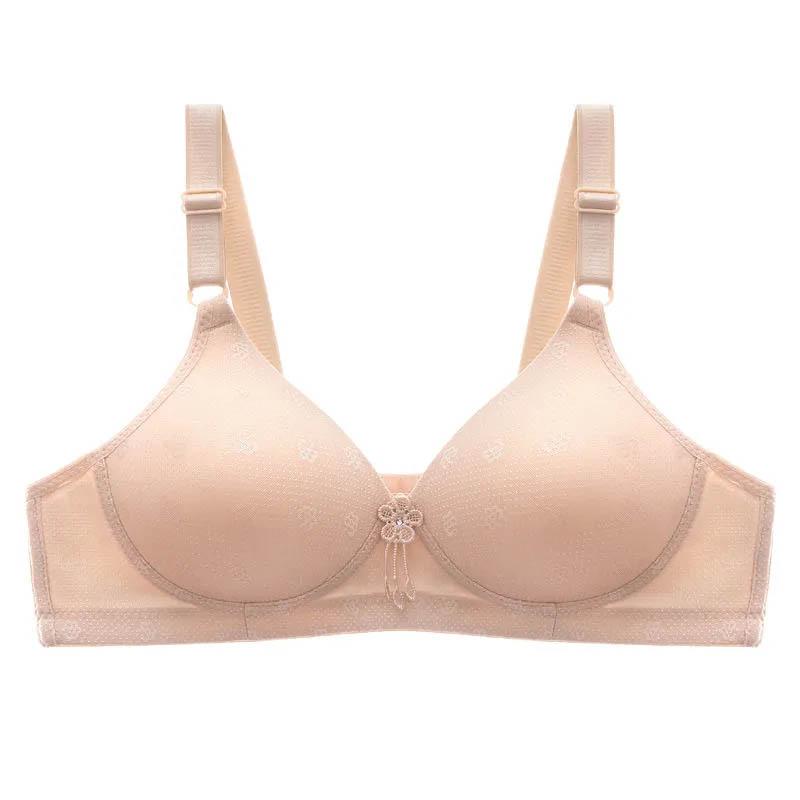 Large Size Jacquard Thin Bra No Steel Rings Gathering Comfortable Receiving Side Breast Breathable Sexy Soft Ladies Bra