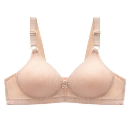 Large Size Jacquard Thin Bra No Steel Rings Gathering Comfortable Receiving Side Breast Breathable Sexy Soft Ladies Bra