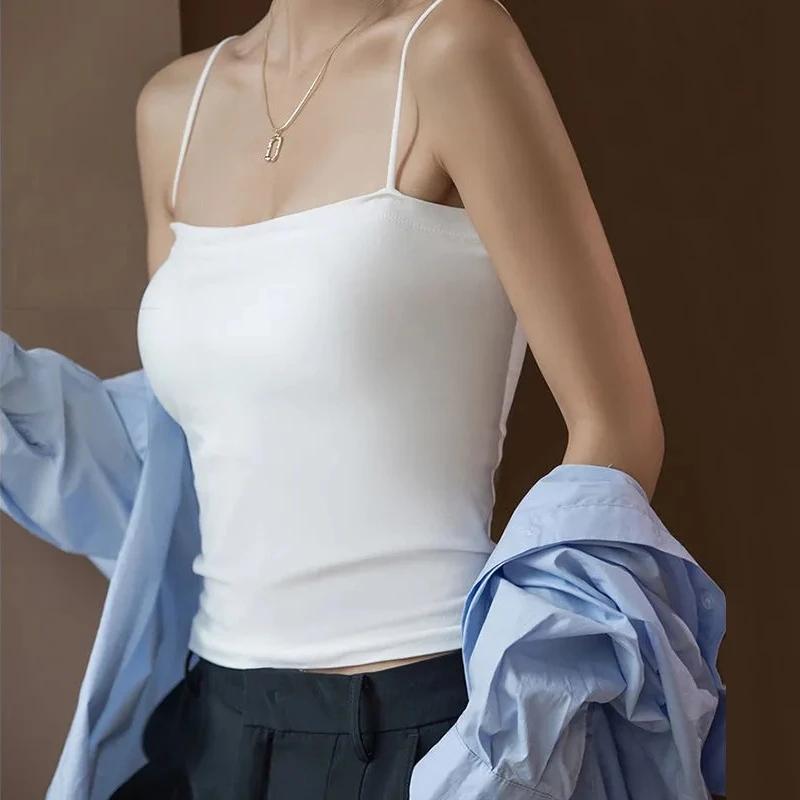 Thermal Wear Women Sexy Winter Clothing Velvet Vest Warm Body Tops Sleeveless Spaghetti Strap Slim Solid Seamless Y2K Inner Wear