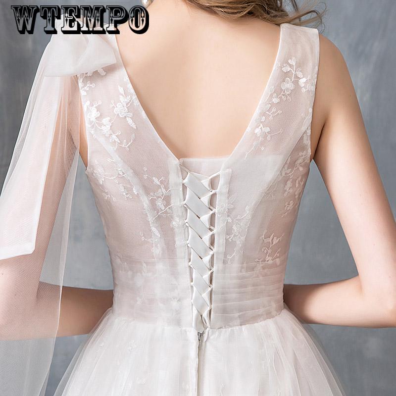 V-Neck Lace Sleeveless Floral Print Ball gown Wedding Dress Fashion Simple vestidos de noivas