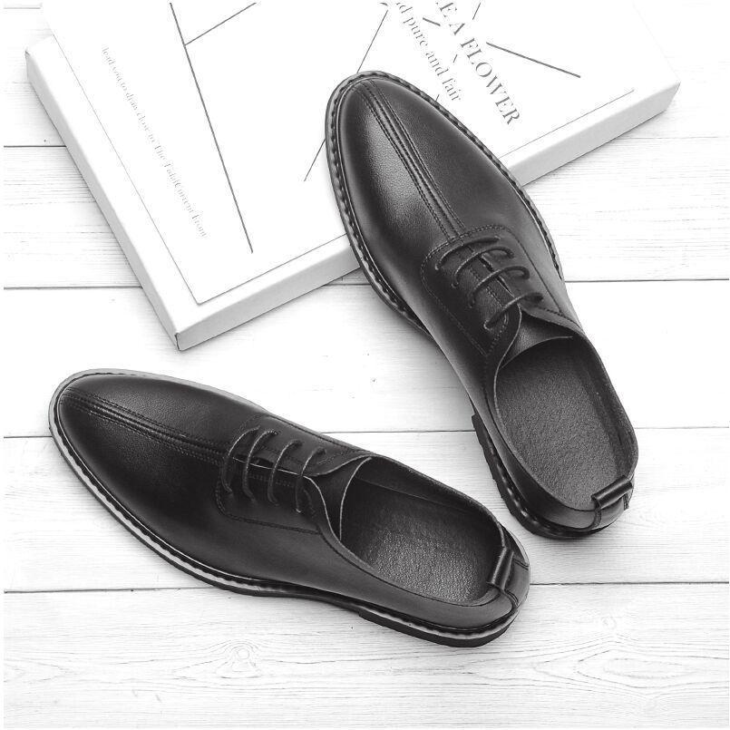 Dress Shoes Men Lace Up Smrt Casual Height Increasing Shoes Genuine Leather Wedding