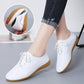 Flat Bottom White Shoes with Round Toe Non-slip All-match Women's Shoes Soft Soles Faux Leather White Shoes Light and All-match