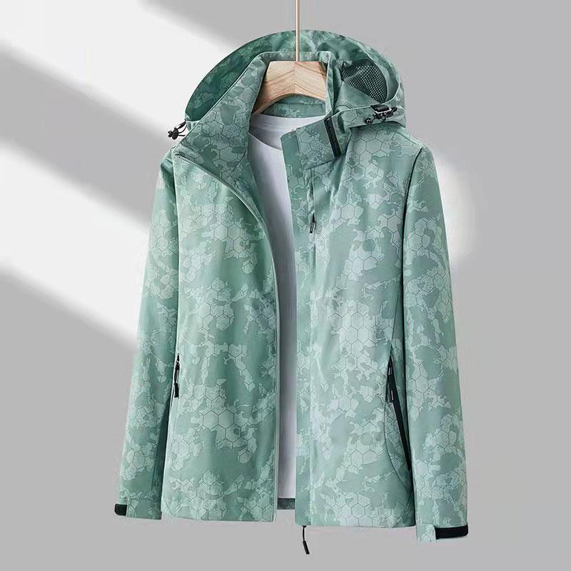 Men's and Women's Same Camouflage Jackets Spring and Autumn Thin Section Outdoor Mountaineering Waterproof Windbreaker Travel Hooded Jacket