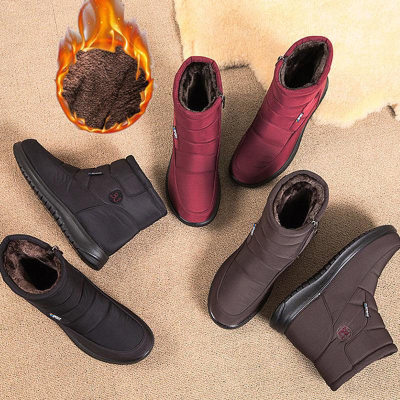 Winter Snow Boots Women's Short Boots Cloth Shoes Women's Flat-bottomed Waterproof and Warmth Large Size Plus Velvet Thick Cotton Shoes