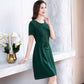 Female Vintage Elegant Casual Dress Slim Graceful Button Solid Mid-length Holiday High Waist Dress