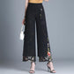 WTEMPO Floral Double Chiffon Women Ankle-Length Pants Skirt-like Wide-leg Pants Loose High Waist Trousers Cool and Breathable