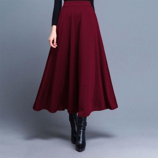 Skirts Mid-length Large Swing A-line Skirts Spring and Autumn Large Size All-match High Belt Pocket Dancing Skirts
