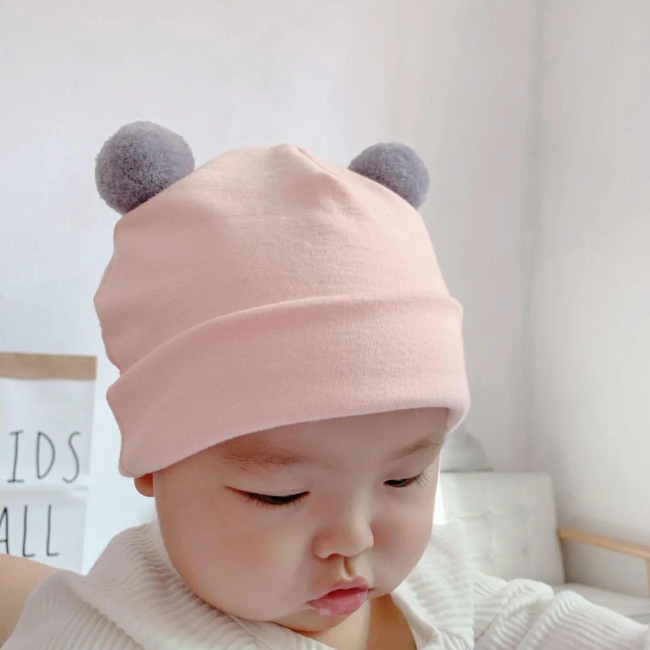 Cute Cotton Wool Ball Cap Baby Hat Spring Autumn Winter Newborn Baby Hat Soft Skin-friendly Berets Warm Solid Color Hat
