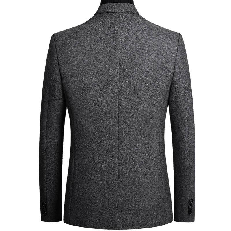 Winter Wool Jacket Men's Wool Coat Casual Slim Collar Wool Coat Men's Long Cotton Collar Trench Coat