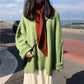 Pofulove Winter Pullover Lazy Wind Solid Color Split Fork Thick Loose Sweater Female Students