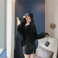 Pofulove Sleeve Retro Bottoming Shirt Winter Girl Thin Lazy Wind Loose Hollow Sweater Warm sweater