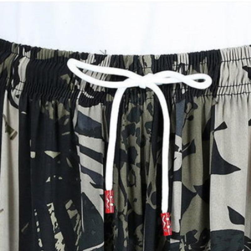 Summer Cropped Pants Thin Section High Waist Chiffon Wide Leg Pants Loose Large Size Ice Silk Mosquito Pants Bloomers