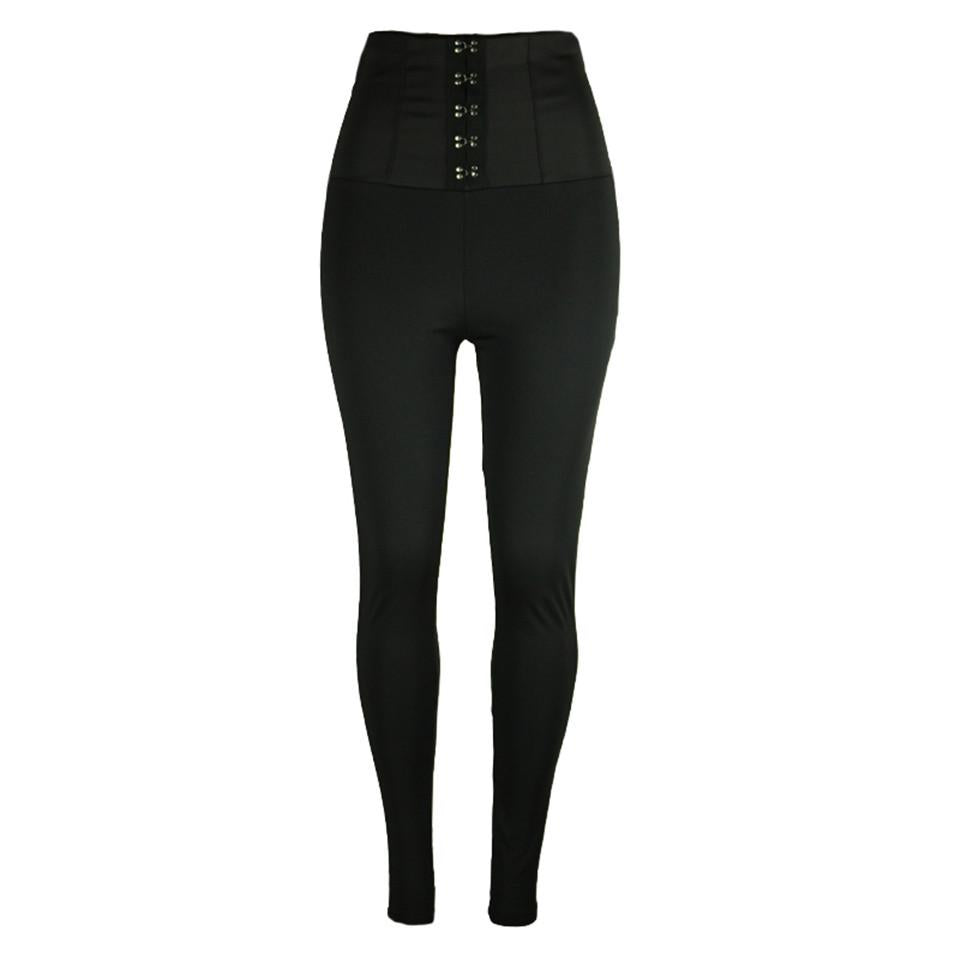 Women's High Waist Button Casual Pants Black Skinny Leggings Pencil Pants Thin Fitness Jogging Wear Yoga Pants