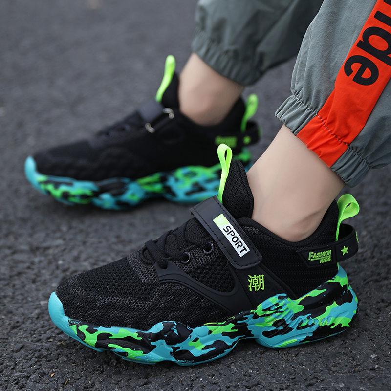 Children's Shoes Boys Summer and Autumn Flying Woven Breathable Mesh Sneakers Trendy Boys Big Children's Net Shoes