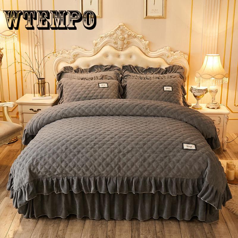 WTEMPO Velvet Bedding Sets Winter Warm Comforters Cover Luxury Solid Quilt Cover Christmas Bedding