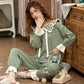 Women's Pajamas Cute Long Sleeve Sleepwear Set Cartoon Pyjamas Suit Cotton Nightwear Loose Casual Homewear Pullover Spring Autumn Pajamas